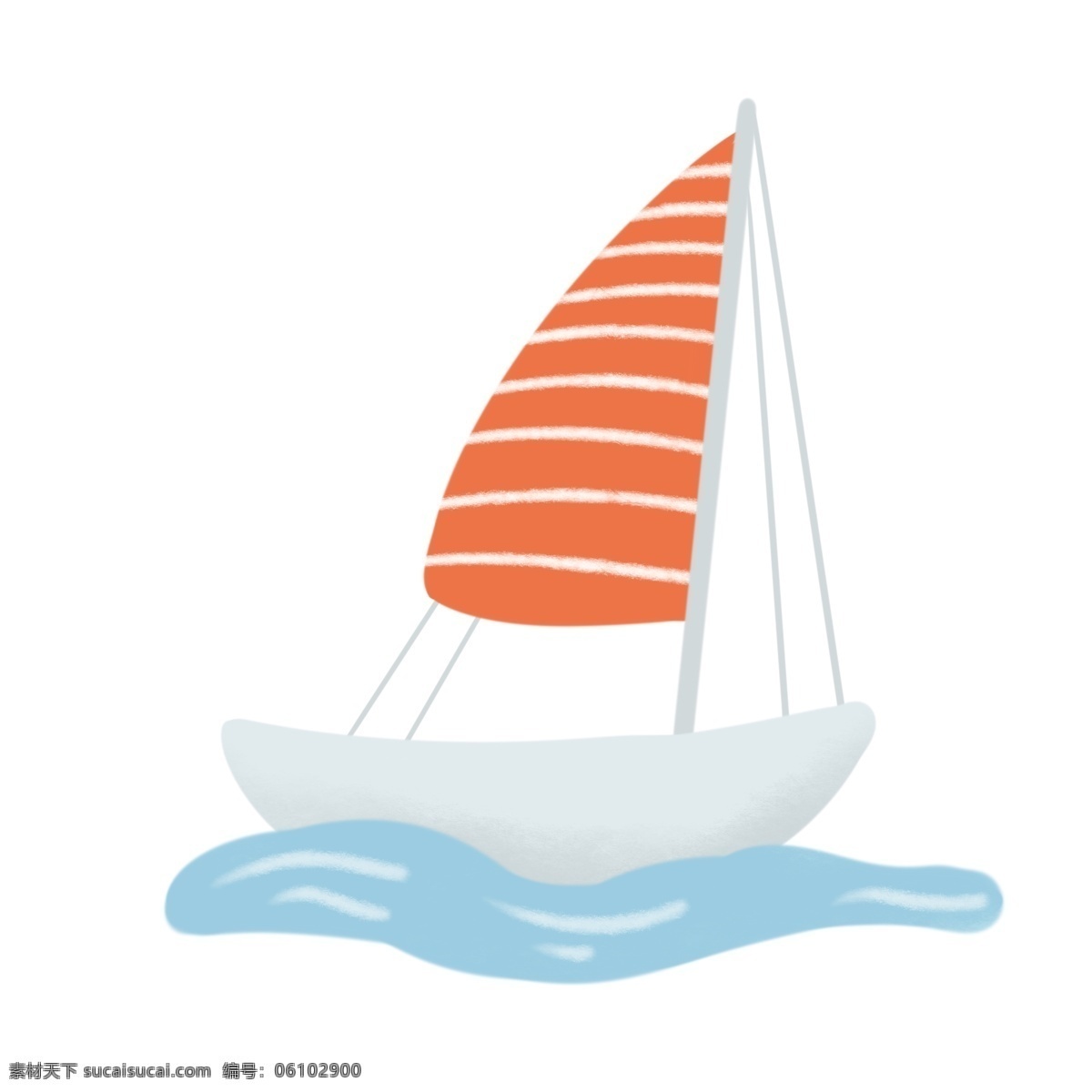 夏日 海上 紅 帆船 紅色 海水 白色 可愛 夏天