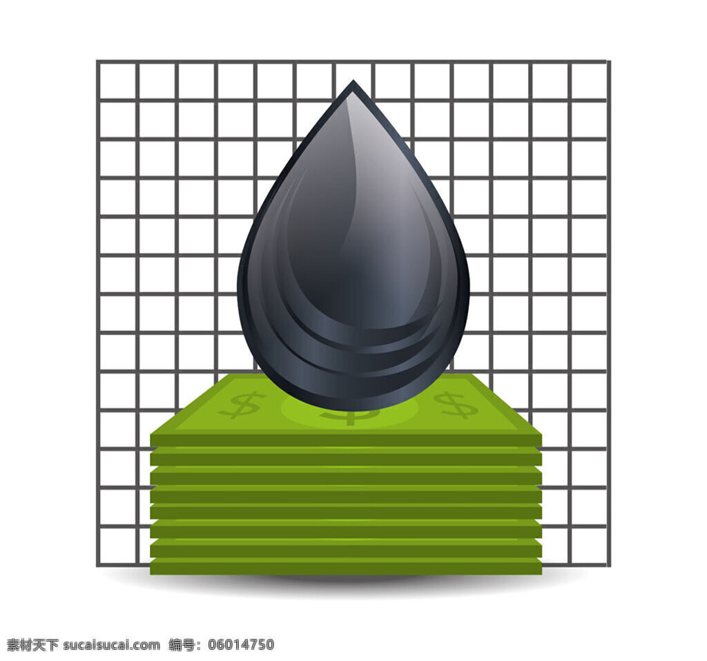 美元 油 滴 圖標(biāo) 油滴 綠色 網(wǎng)格背景