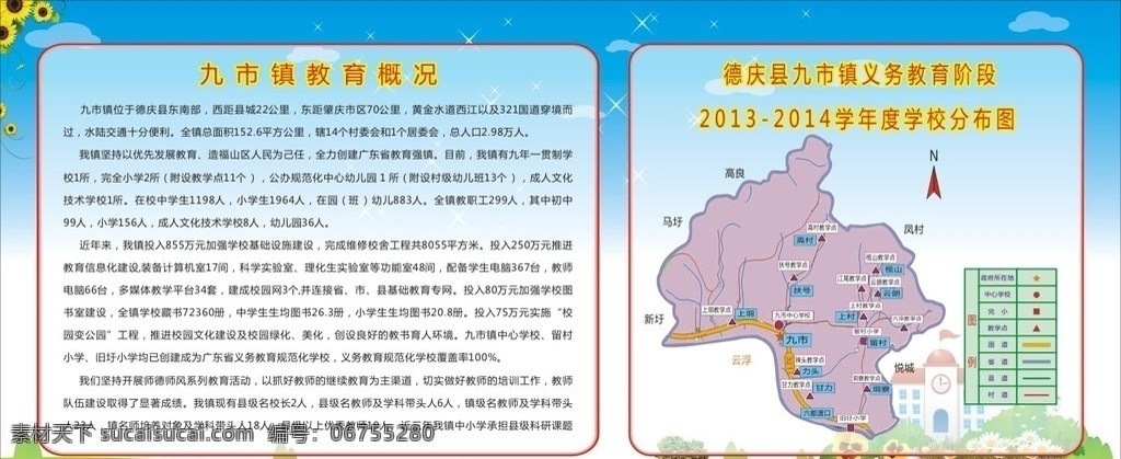 學校展板 宣傳欄 學校 概況 分布圖 藍綠色背景