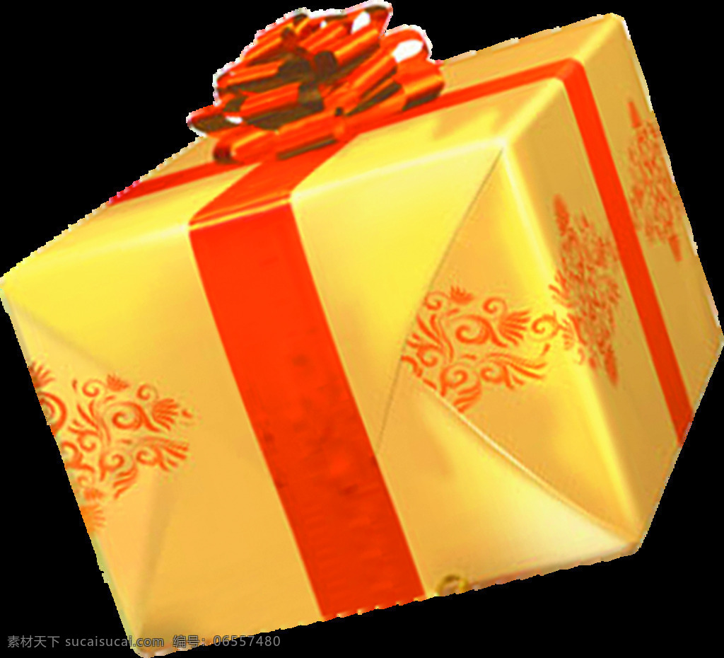 金黄色 大气 彩带 礼物 礼盒 漂亮 圣诞节礼盒
