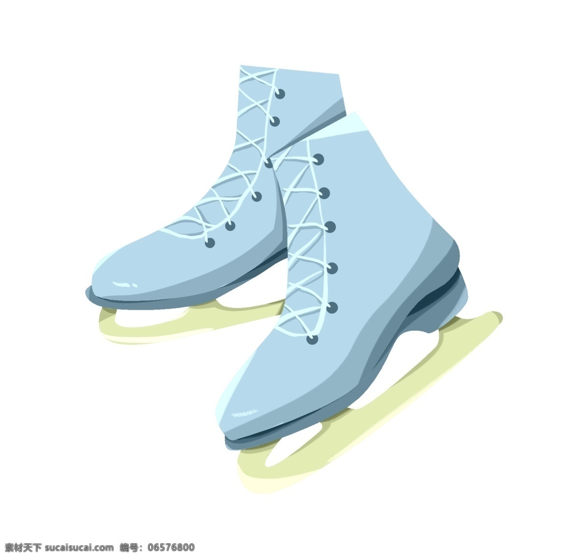 手绘 冬季 溜冰鞋 插画 蓝色 户外溜冰鞋 溜冰鞋插画 鞋子 卡通溜冰鞋