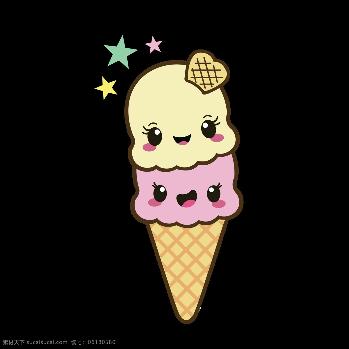 夏天 可爱 卡通 冰淇淋 元素 分层
