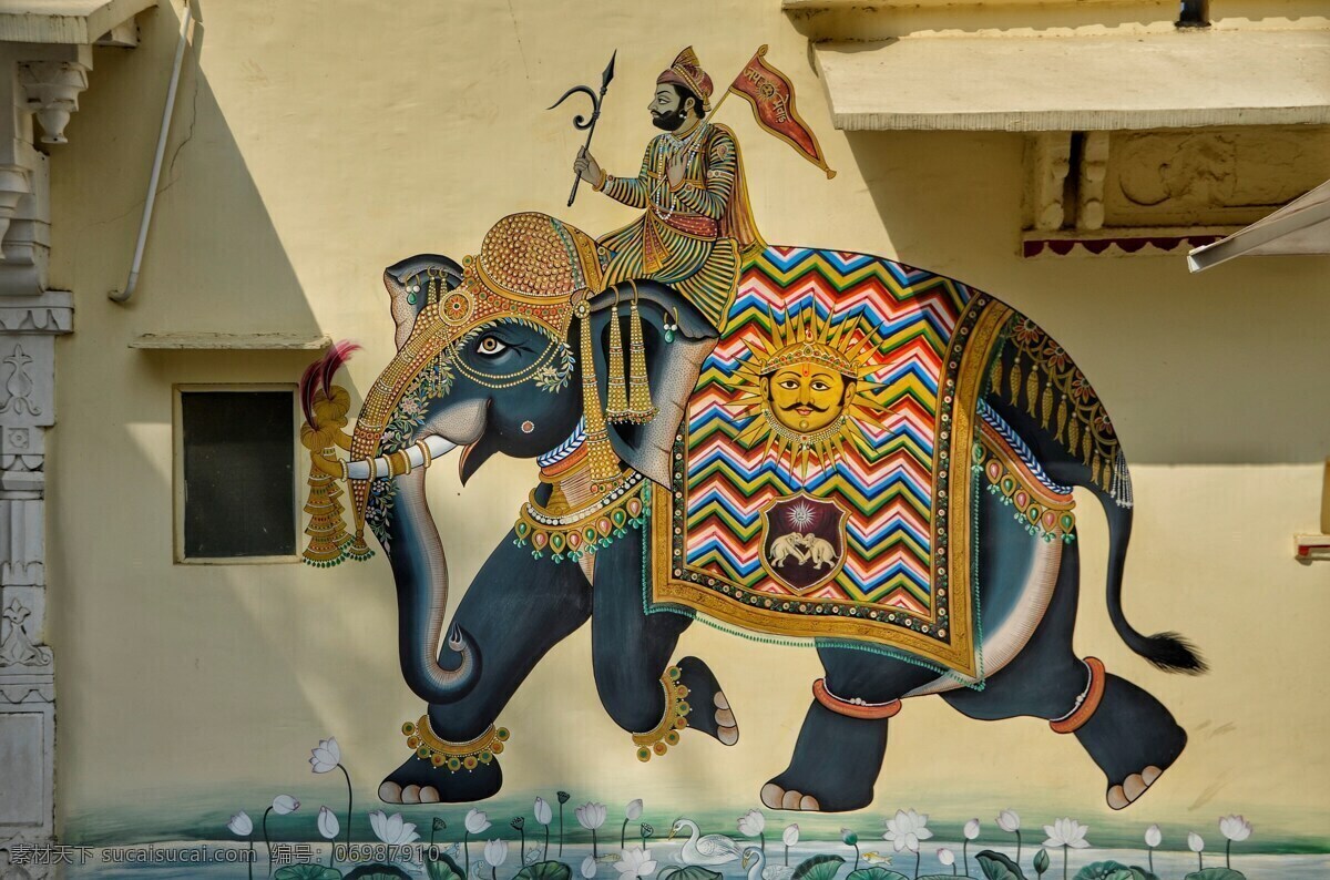 手绘 人文 风情 大象 亚洲大象 印度大象 手绘大象 风俗文化 东南亚风情