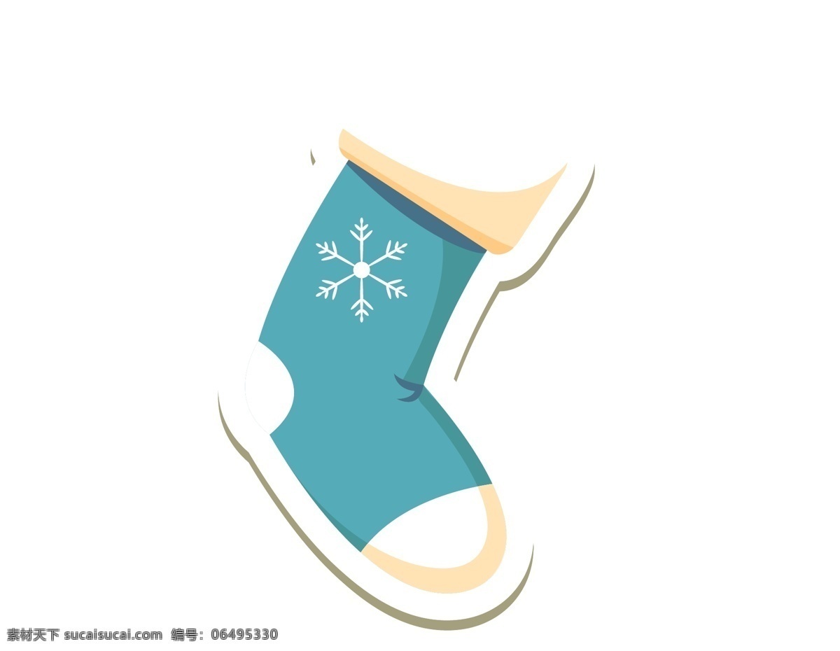 卡通 雪花 圣诞 袜 元素 小清新 圣诞袜 雪花花纹 矢量元素 手绘 蓝色袜子 ai元素