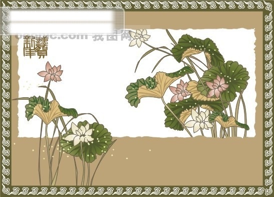 矢量 國畫 恭賀新年 蓮花 云 節(jié)日素材 2015 新年 元旦 春節(jié) 元宵