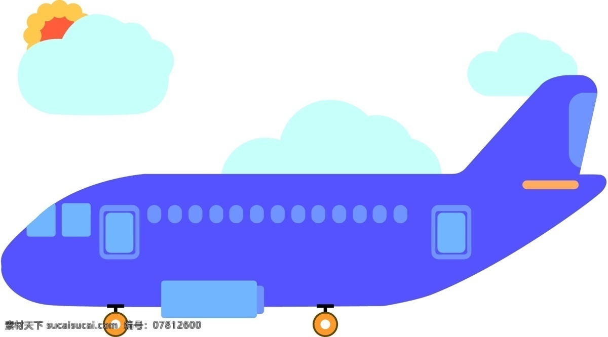 民用 飞机 卡通 插画 民用的飞机 卡通插画 飞行者 飞机插画 飞机交通 机翼 驱动前进 蓝色的飞机