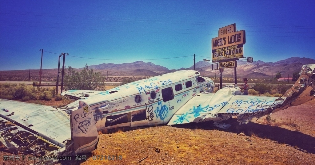 美国 西部 飞机 残骸 飞机残骸 沙漠 高清照片 旅游摄影 国外旅游