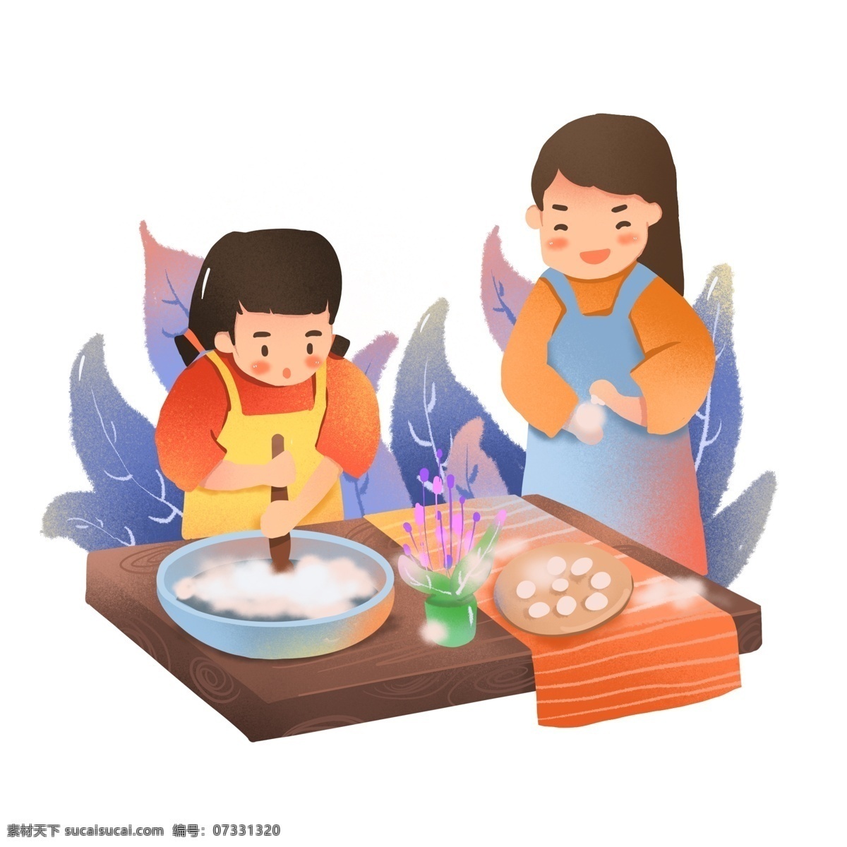 元旦 包 湯圓 紅色 喜慶 場景 2019 新年 包湯圓 小清新