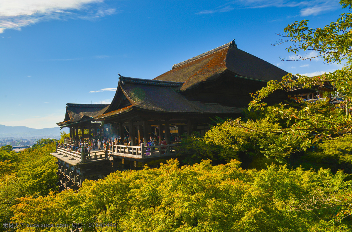 日本 京都 清水 寺 清水寺 寺庙 树木 蓝天 白云 日本自由行 旅游摄影 国外旅游