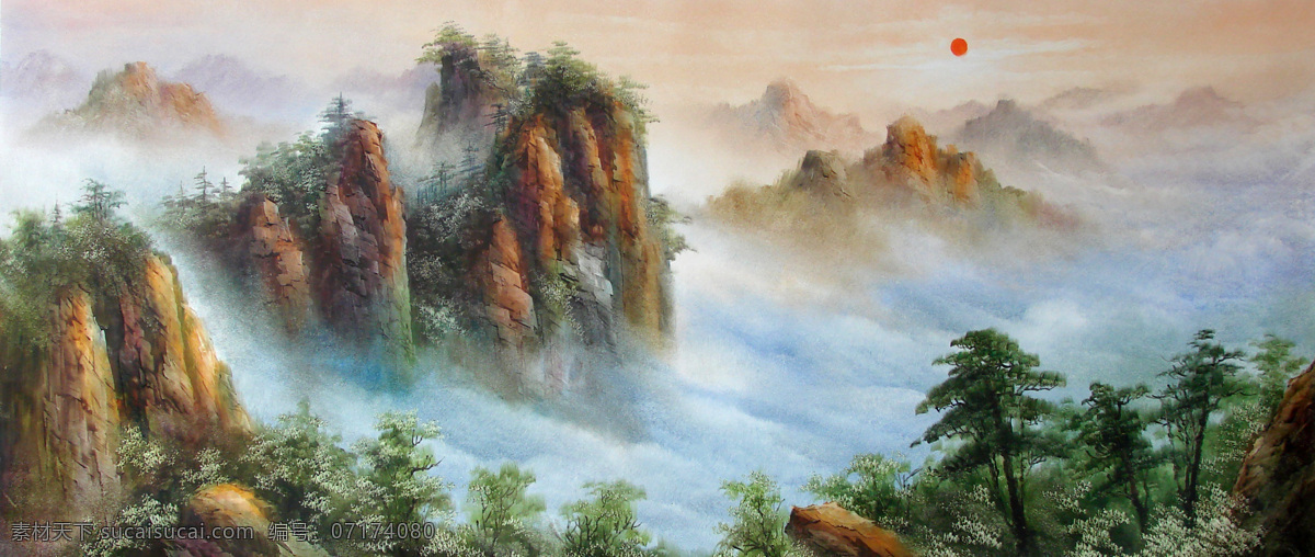 旭日東升 鴻運當(dāng)頭 繪畫書法 文化藝術(shù) 油畫 刀畫 中國刀畫 東北刀畫 家居裝飾素材 山水風(fēng)景畫