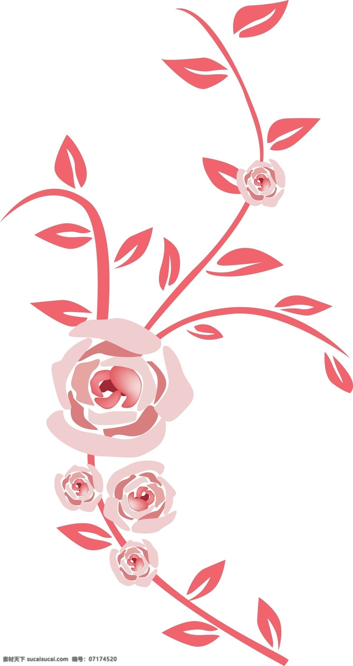 红色 花瓣 花 藤 插图 立体设计 红色花瓣 红色花藤 绿色植物 美丽的花 美丽的藤 花朵图案 叶子 花藤 植物