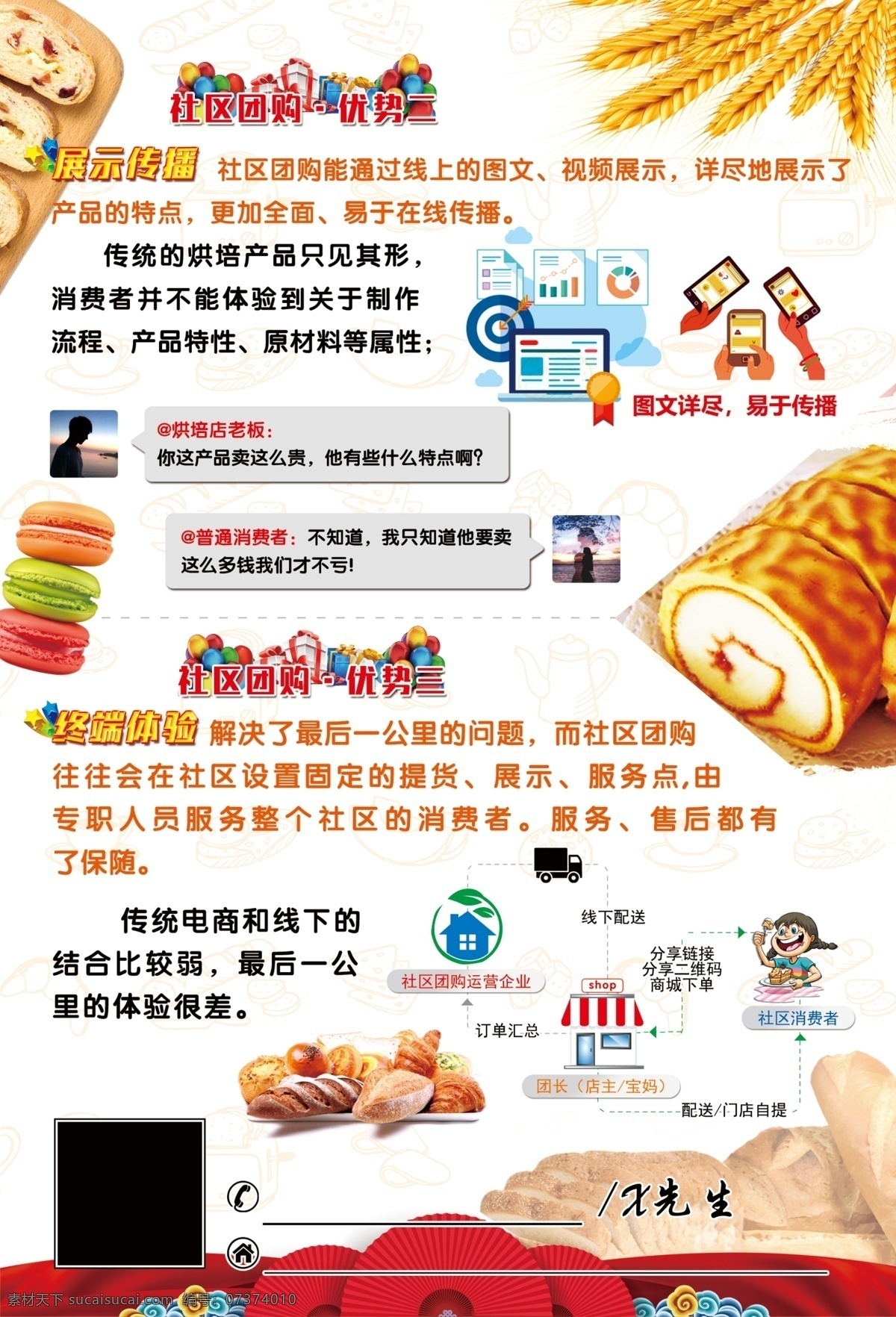 團(tuán)購海報 烘焙坊 烘焙革命 團(tuán)購優(yōu)勢 紅色背景
