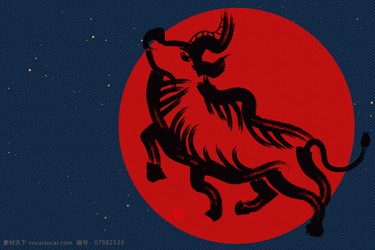 新年 牛年 标志 标识 背景 海报 素材图片 古风背景