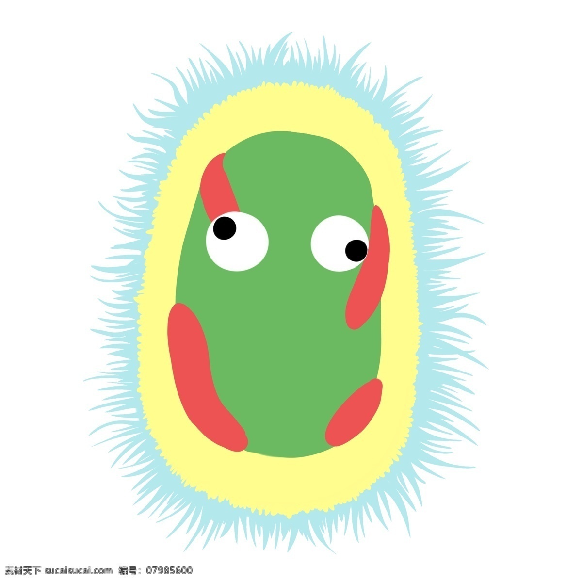 长毛 有害 细菌 插画 蓝色的绒毛 卡通插画 细菌插画 病菌插画 病菌细菌 有害细菌 绿色的细菌