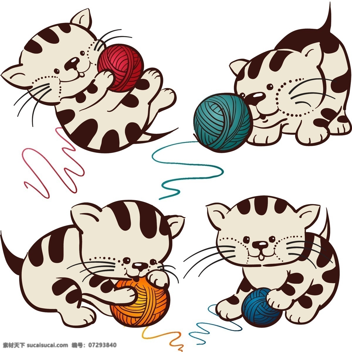 可爱 猫咪 毛线 格式 卡通 小猫 矢量 高清图片