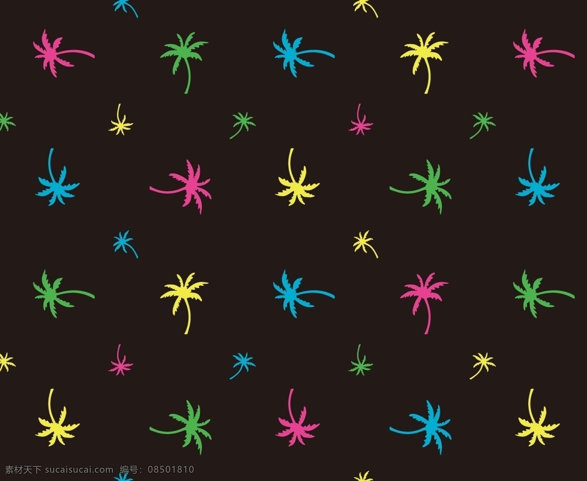 椰树 花型图案 方巾 丝巾 数码印花 花型设计 数码印花图案 分层