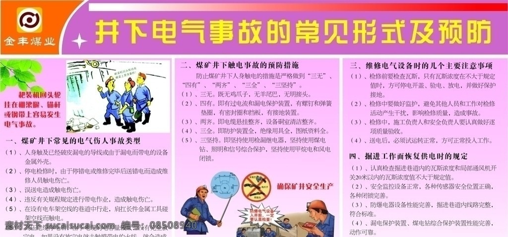 煤矿安全 宣传栏 展板 电气 矢量