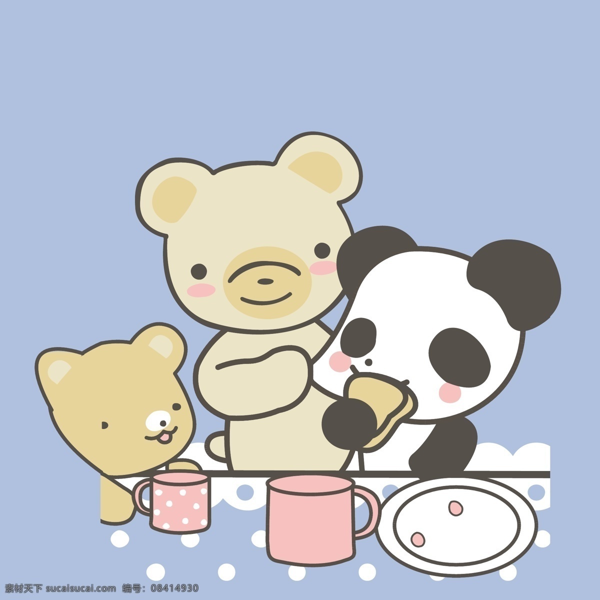 免费 熊猫 熊 动物 可爱卡通 印花矢量图