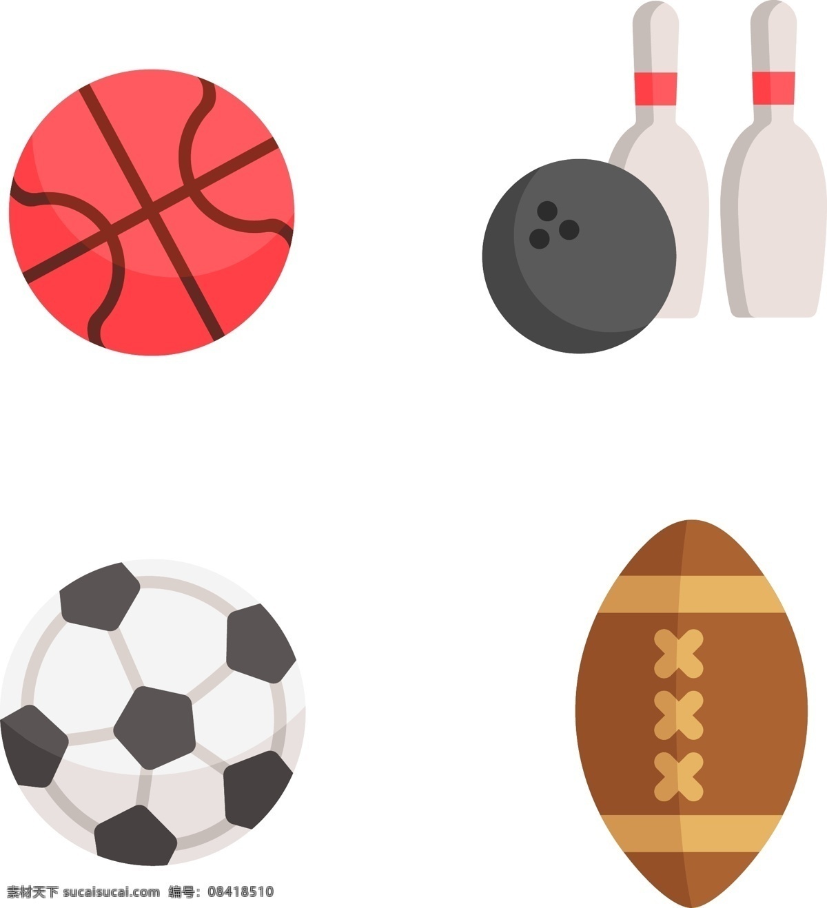 运动 球类运动 相关 运动健身 球类运动活动 户外运动 篮球 保龄球 足球 橄榄球 矢量 卡通 简约 图标