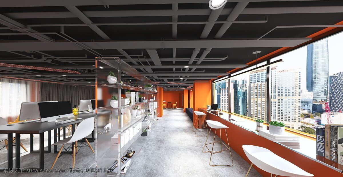 工业 风 办公 空间 工业风 办公空间 办公室设计 室内设计 渲染图 环境设计