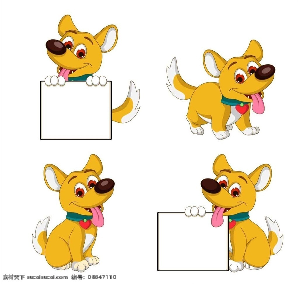 柯基 可爱 小狗 卡通 黄色 狗狗 伸舌头的狗 狗 犬类 警犬 家犬 宠物医院素材 教育 动物素材 画框 对话框 分层