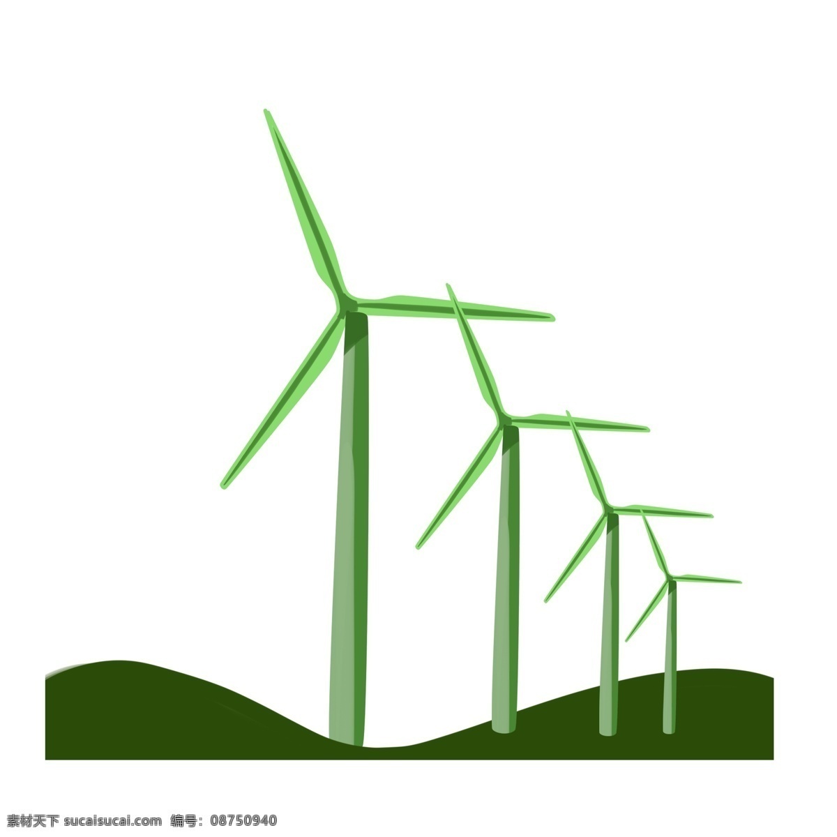 发电 风车 环保 插画 发电的风车 卡通插画 风车插画 风车环保 风力发电 绿色的小山