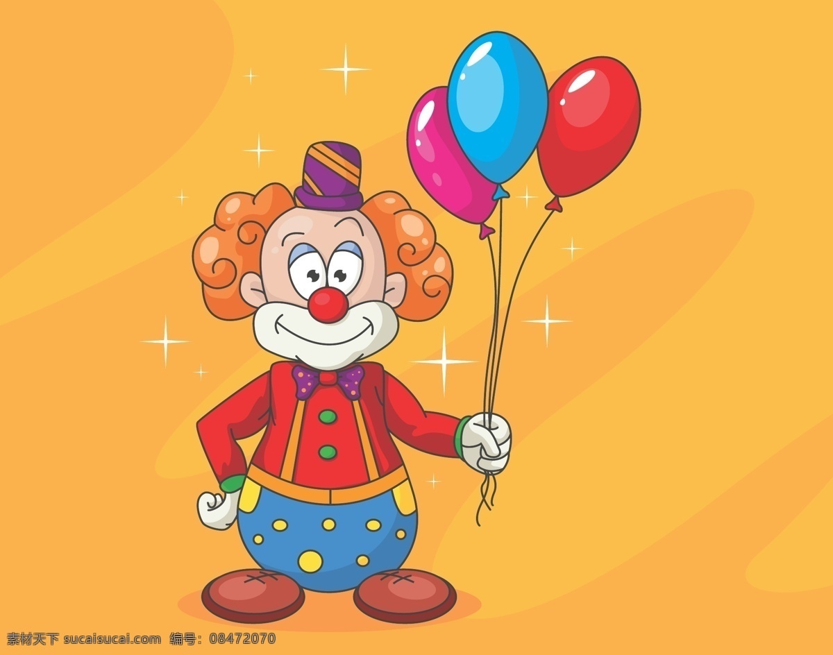 手 握 气球 束 小丑 马戏团 角色 气球束 光点 游乐园 矢量 高清图片