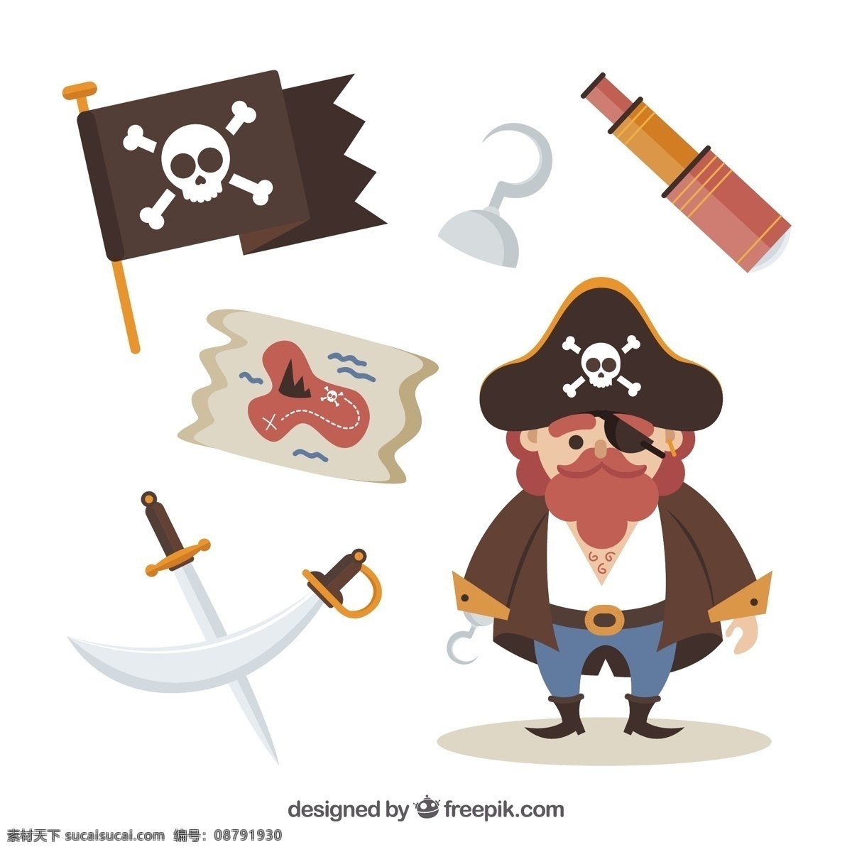 海盗 船长 人物 元素 矢量 海盗船长人物 海盗元素 矢量素材