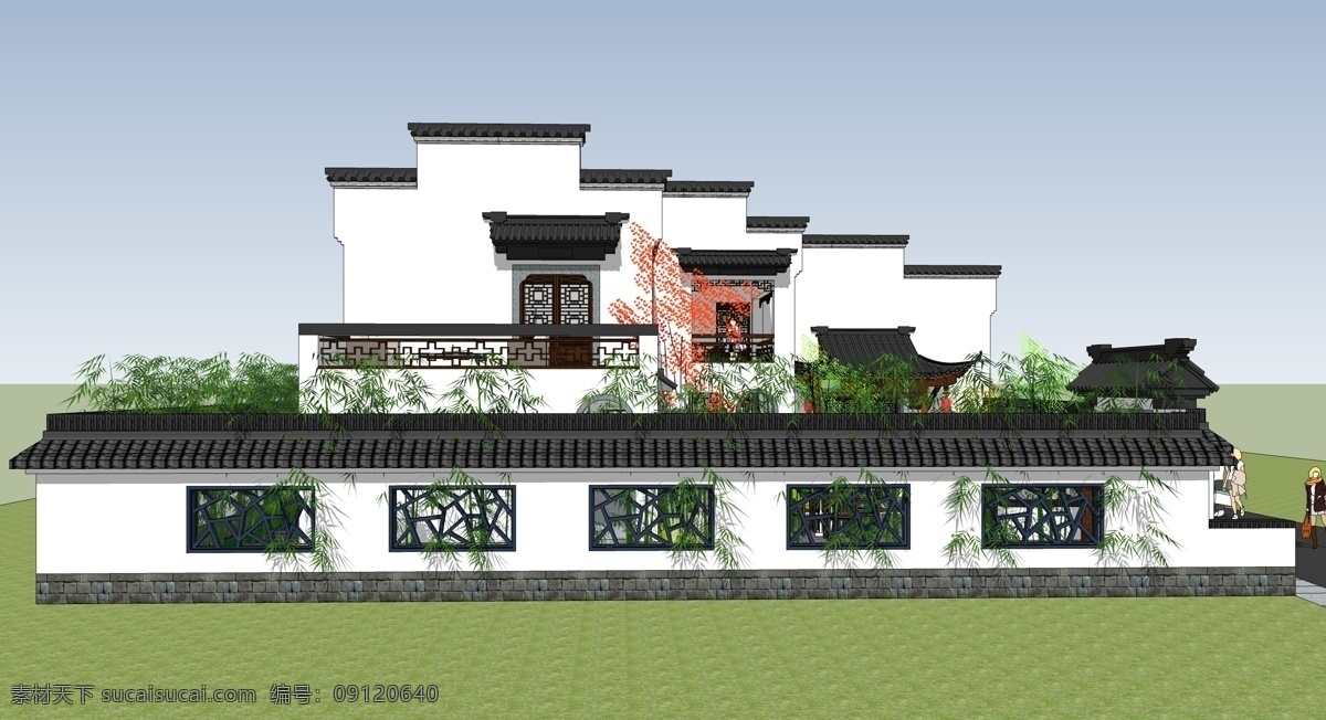 現(xiàn)代 徽派 民宿 民居 徽派民居 徽派建筑 徽派民居大院 馬頭墻 休閑民宿 民俗民居 民居大院 民宿設(shè)計(jì) 建筑設(shè)計(jì) 徽派民宿 草圖大師 草圖大師模型 環(huán)境設(shè)計(jì) 效果圖