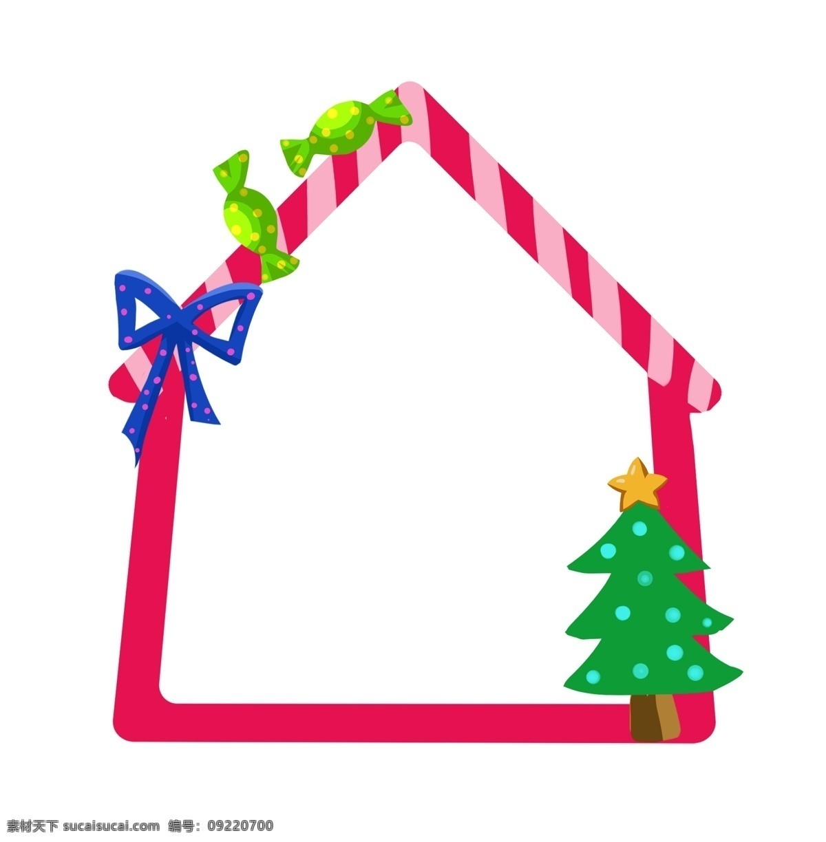 圣诞树 装饰 卡通 边框 小房子 糖果