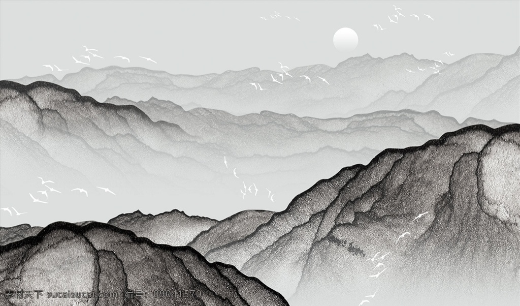 水墨 山水 背景 墻 水墨山水 背景墻 現(xiàn)代背景墻 電視背景墻 中式背景墻 意境背景墻 分層