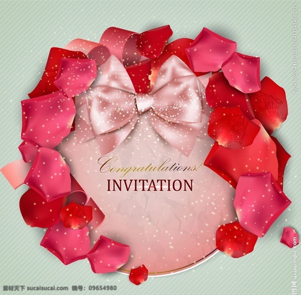 玫瑰 花瓣 邀请 卡 红色 玫瑰花花瓣 蝴蝶结 粉色 祝贺 矢量 高清图片