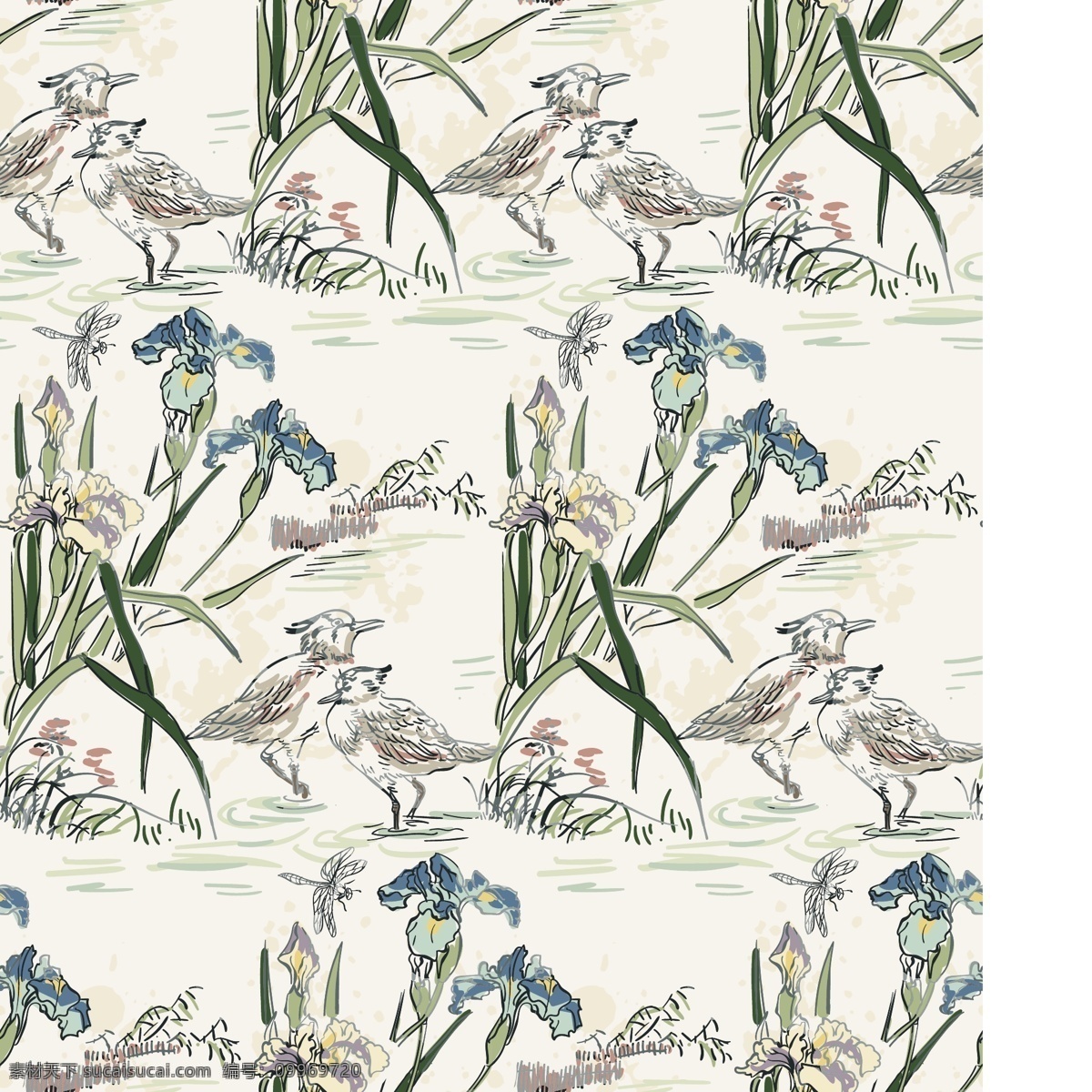 植物鸟儿 矢量图 大牌图案 抽象图案 植物 鸟儿 精美 面料 图案 花型 底纹边框 背景底纹