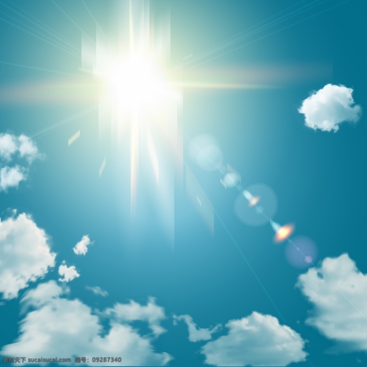 阳光 灿烂 天空 云朵 晴朗 矢量图 格式 矢量 高清图片