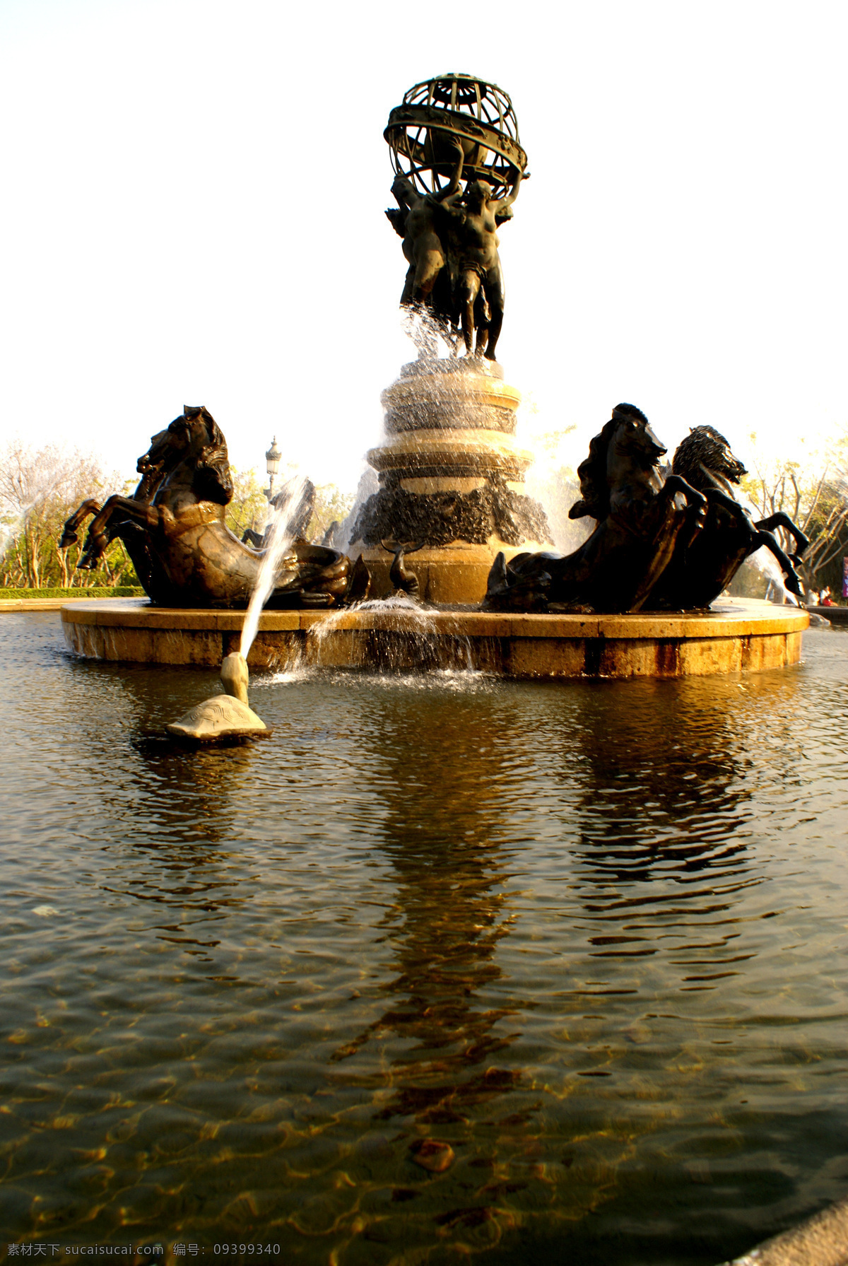 雕塑艺术 雕塑 水池 马 石龟喷水 雕塑欧洲人物 文化艺术 摄影图库