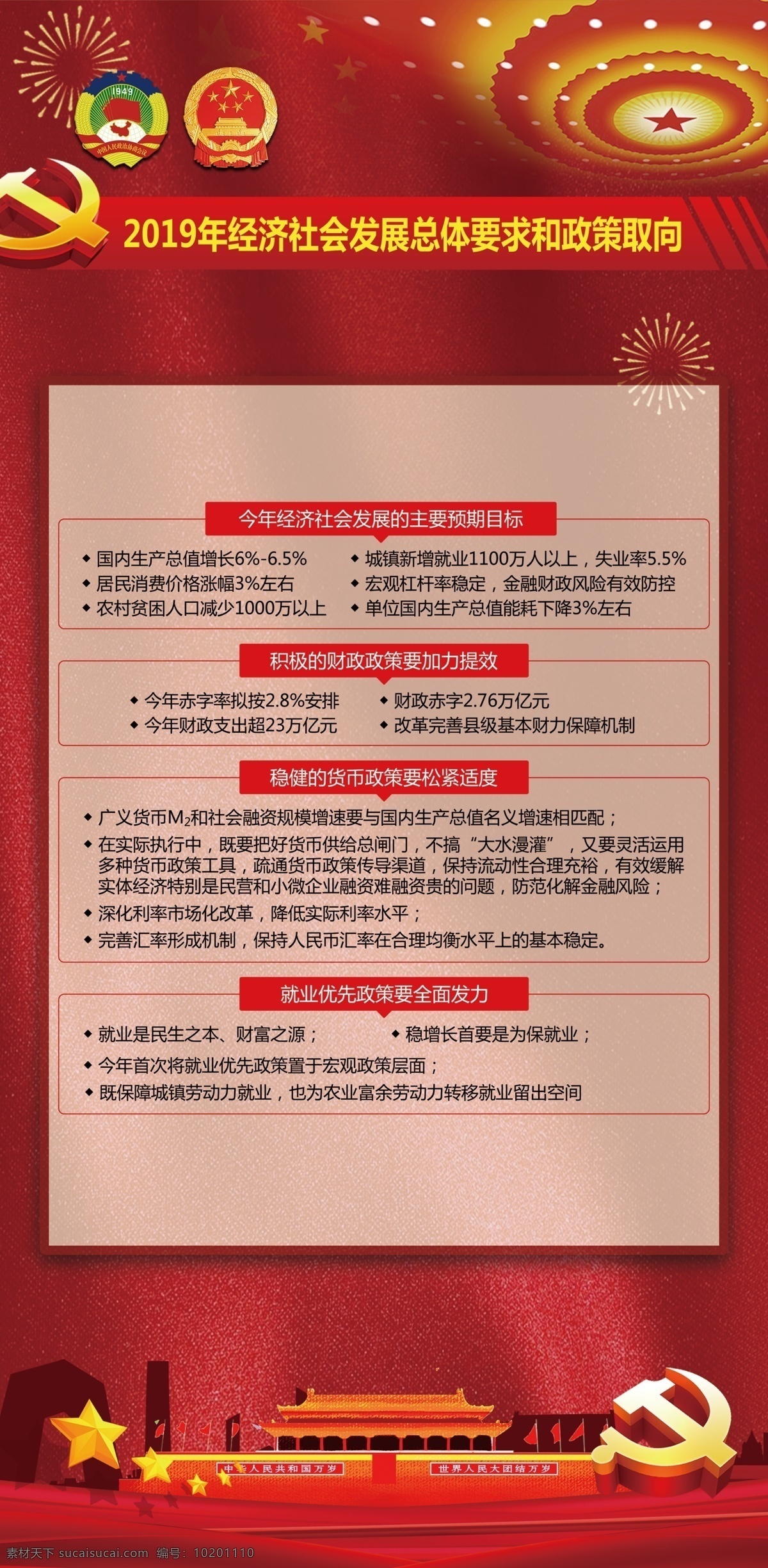 2019 年兩會 展板 兩會 紅色 主題 會議 中共 展板模板