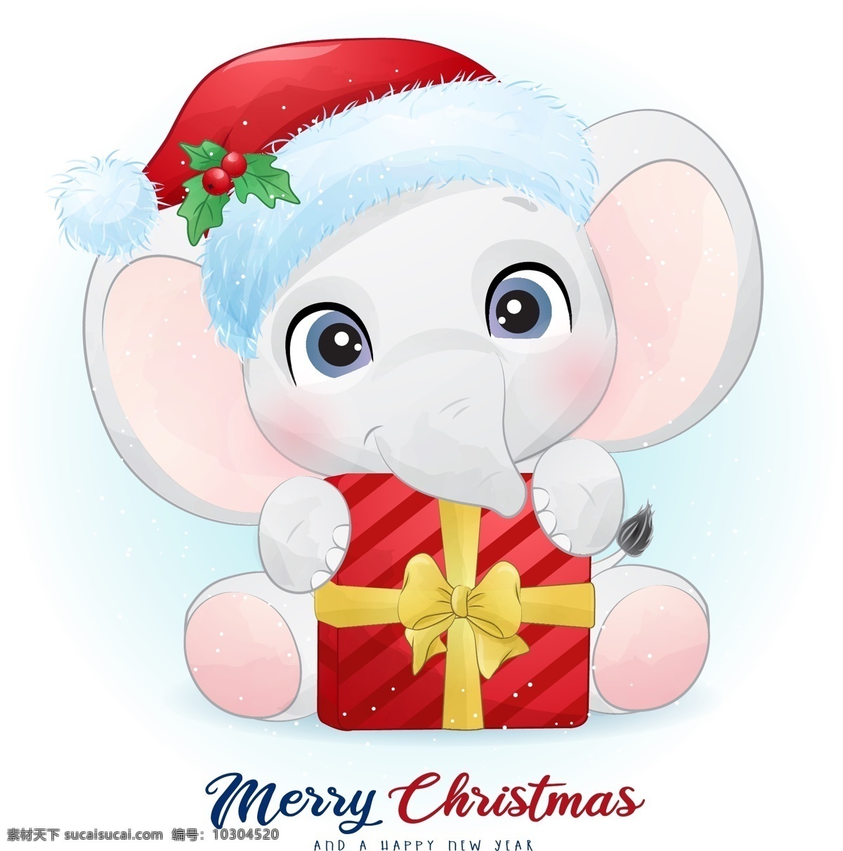 手绘 卡通 大象 手绘卡通动物 可爱动物 可爱 q版 卡哇伊 圣诞 圣诞节 动物圣诞 卡通动物生物 卡通设计