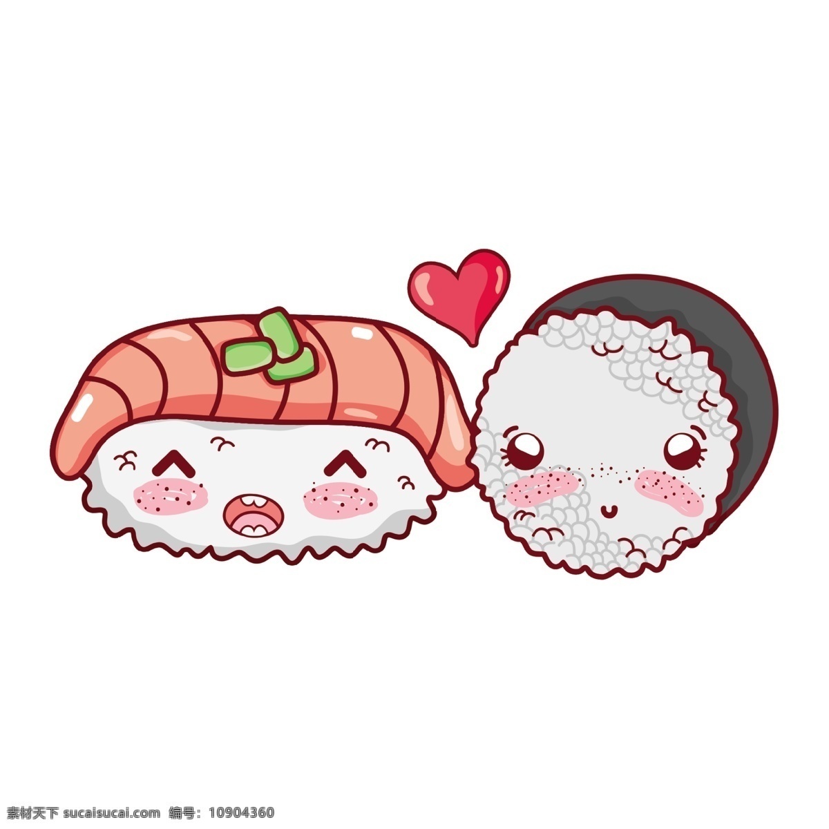 卡通 日本 寿司 卡通日本寿司 卡哇伊 美食 餐饮 白饭 三文鱼 可爱 鱼 海鲜 食品蔬菜水果 卡通设计