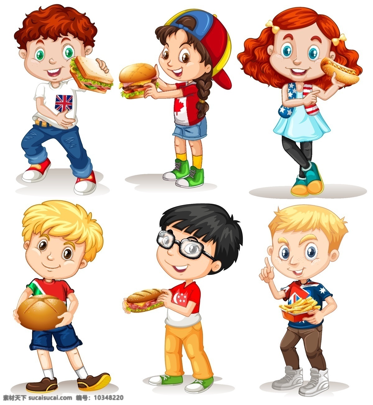 卡通兒童插畫 餐食 男孩 女孩 吃東西 美食 卡通兒童 動作 快樂 卡通 人物 學(xué)生 幼兒園素材 卡通設(shè)計