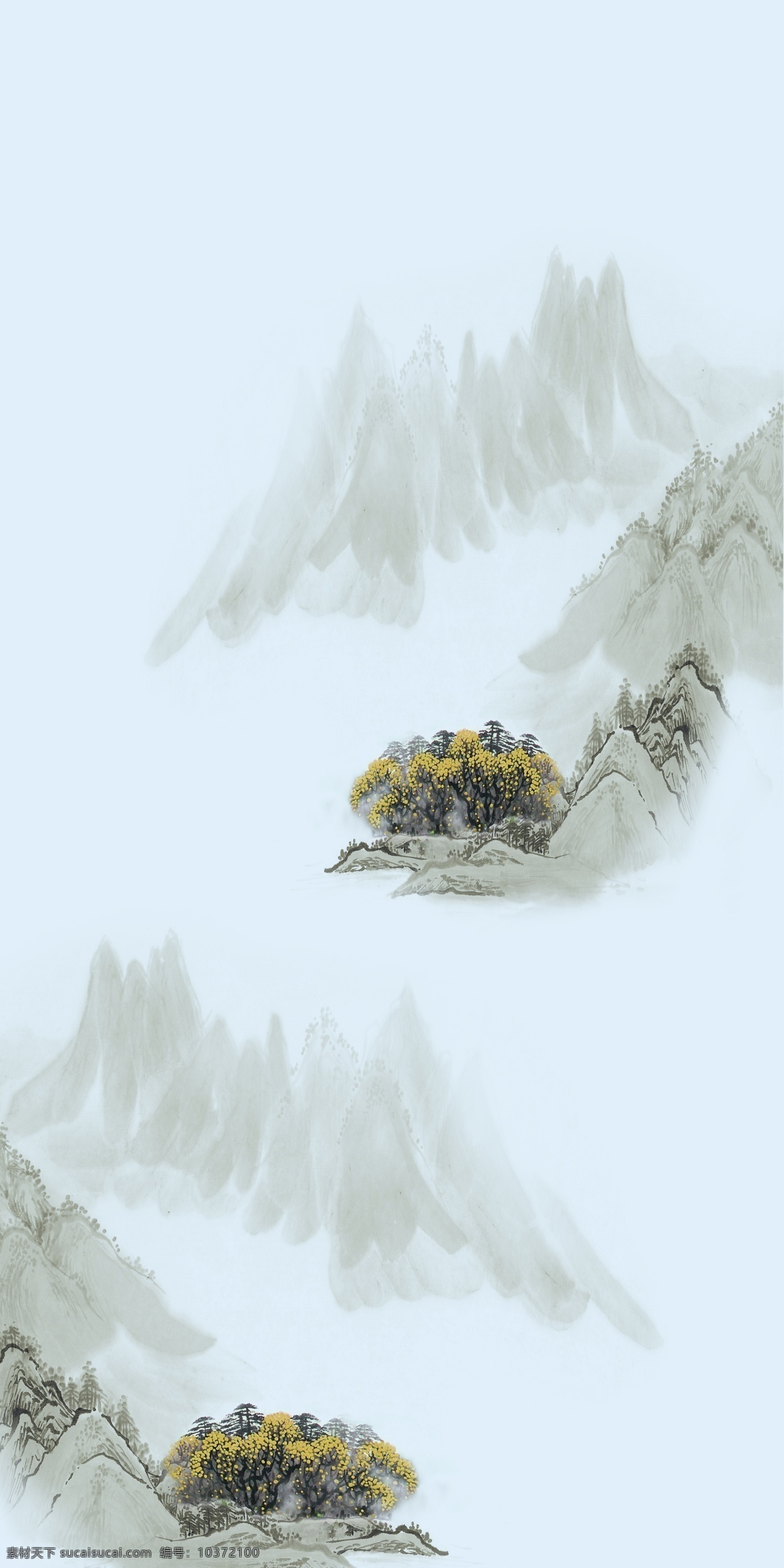 水墨山水 抽象 水墨 裝飾畫 背景墻 共享 分層