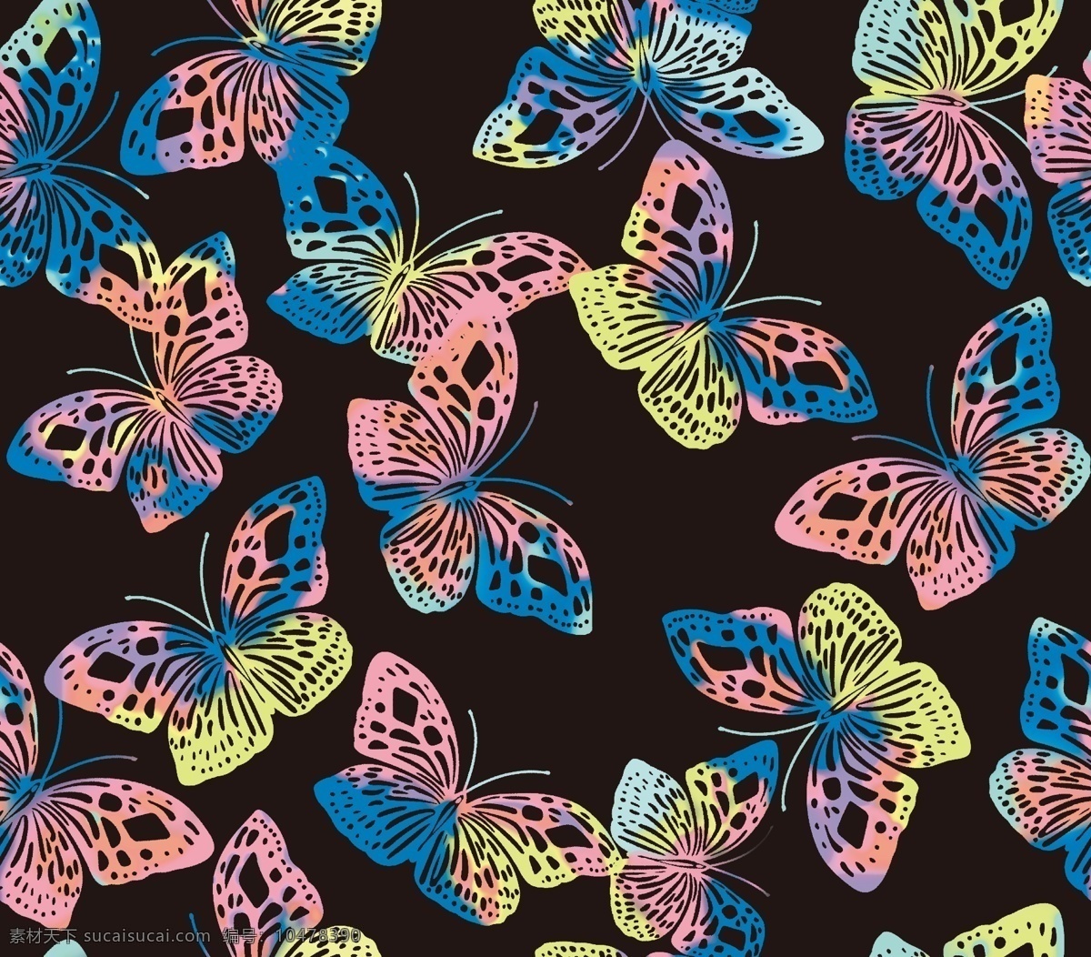 色彩斑斓 蝴蝶 蝴蝶花型 女装 时尚 裙子 印花 数码印花 文化艺术 绘画书法