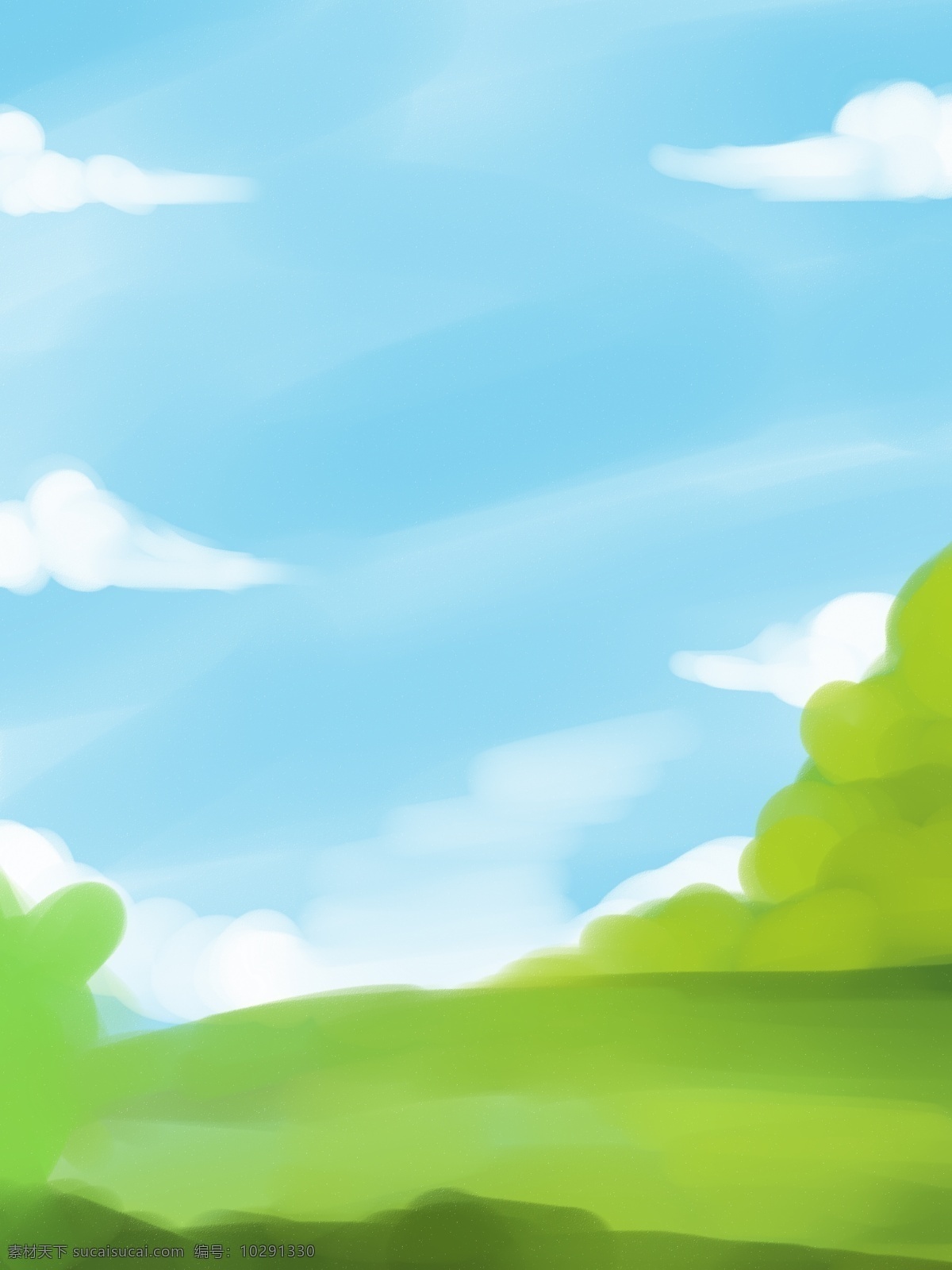 大气 简约 春天 景色 插画 背景 蓝天白云 春天背景 温馨背景 唯美背景 山峰背景 绿草地背景 创意背景