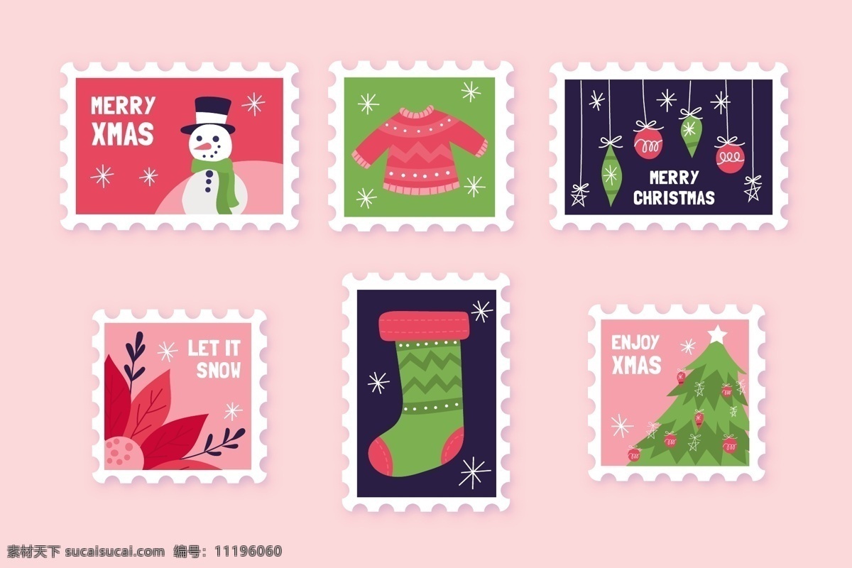 圣诞节 卡通 邮票 矢量 素材图片 标志图标 网页小图标
