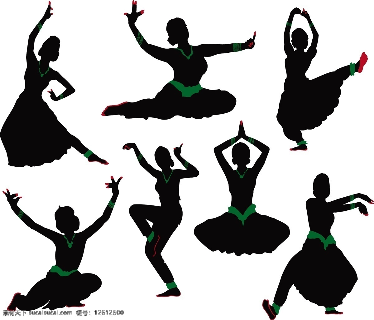 妇女女性 女性剪影 人物剪影 人物 剪影 矢量 人物矢量素材 少女 矢量人物 跳舞 文化艺术 模板下载 印度舞 舞蹈 印度服饰