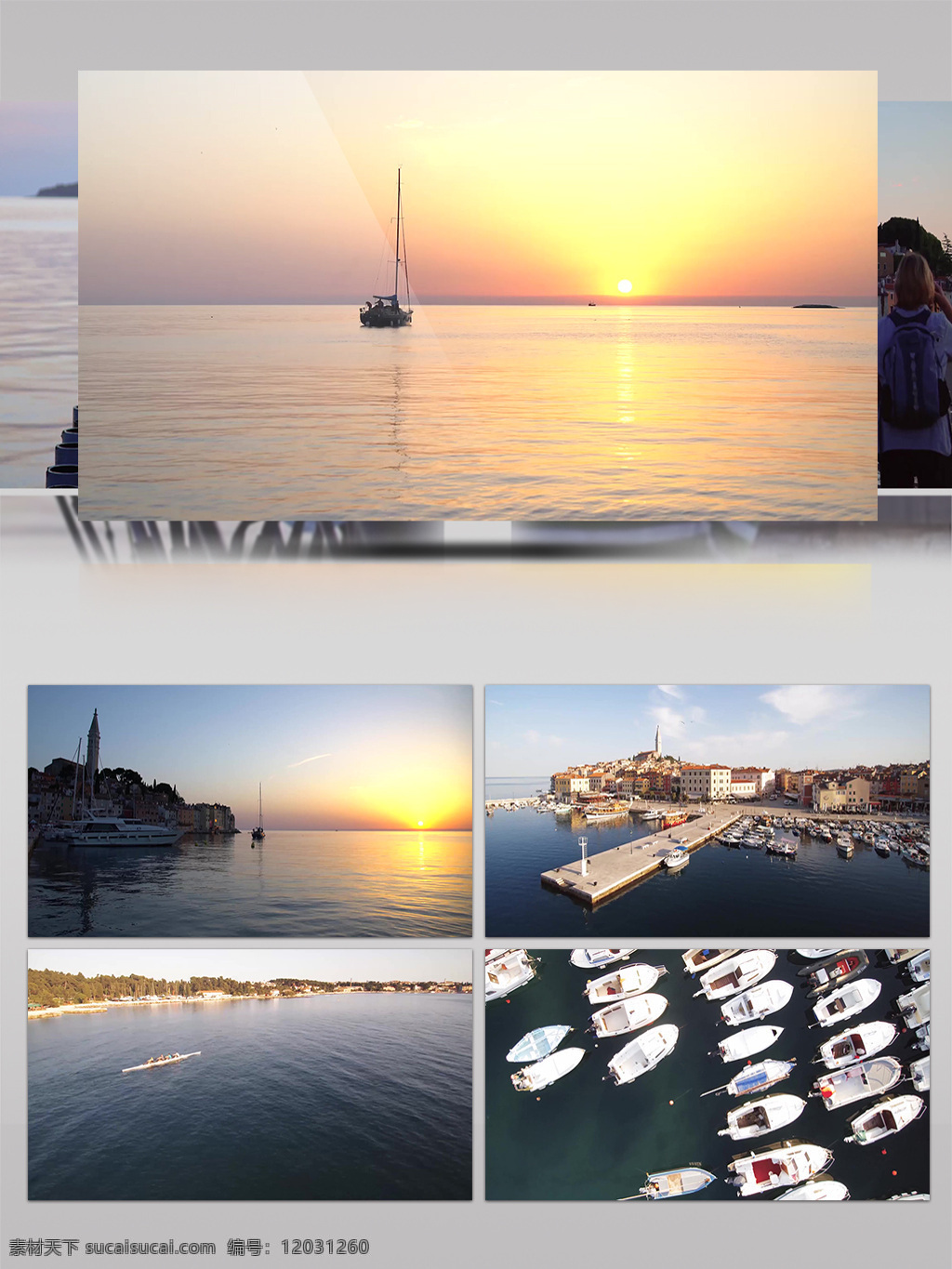 4k 克罗地亚 唯美 旅游风光 展示 旅游 游艇 夕阳 码头 城市景观 游船