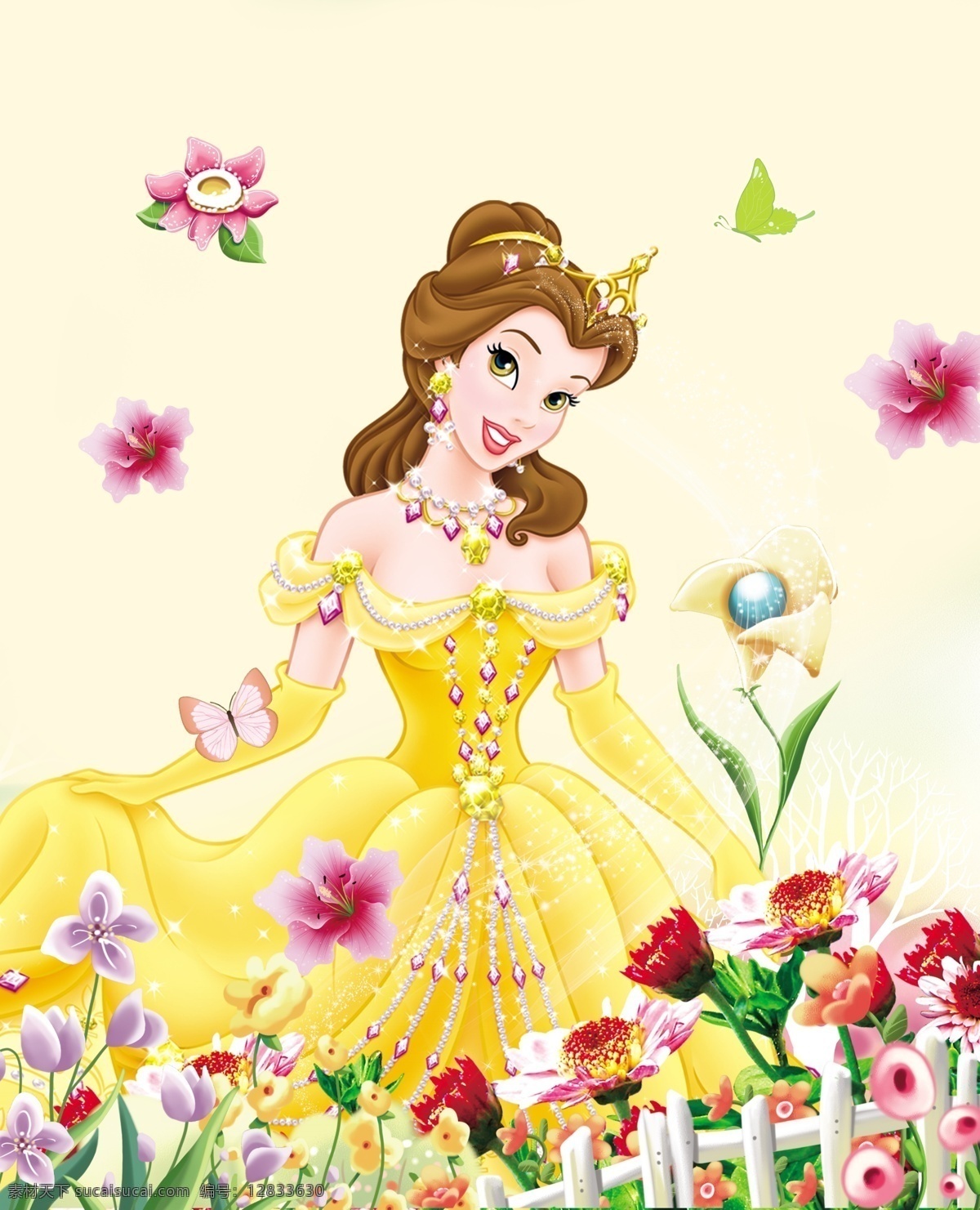 迪斯尼公主 迪斯尼 公主 人物 漂亮公主 印花图案 花 文化艺术