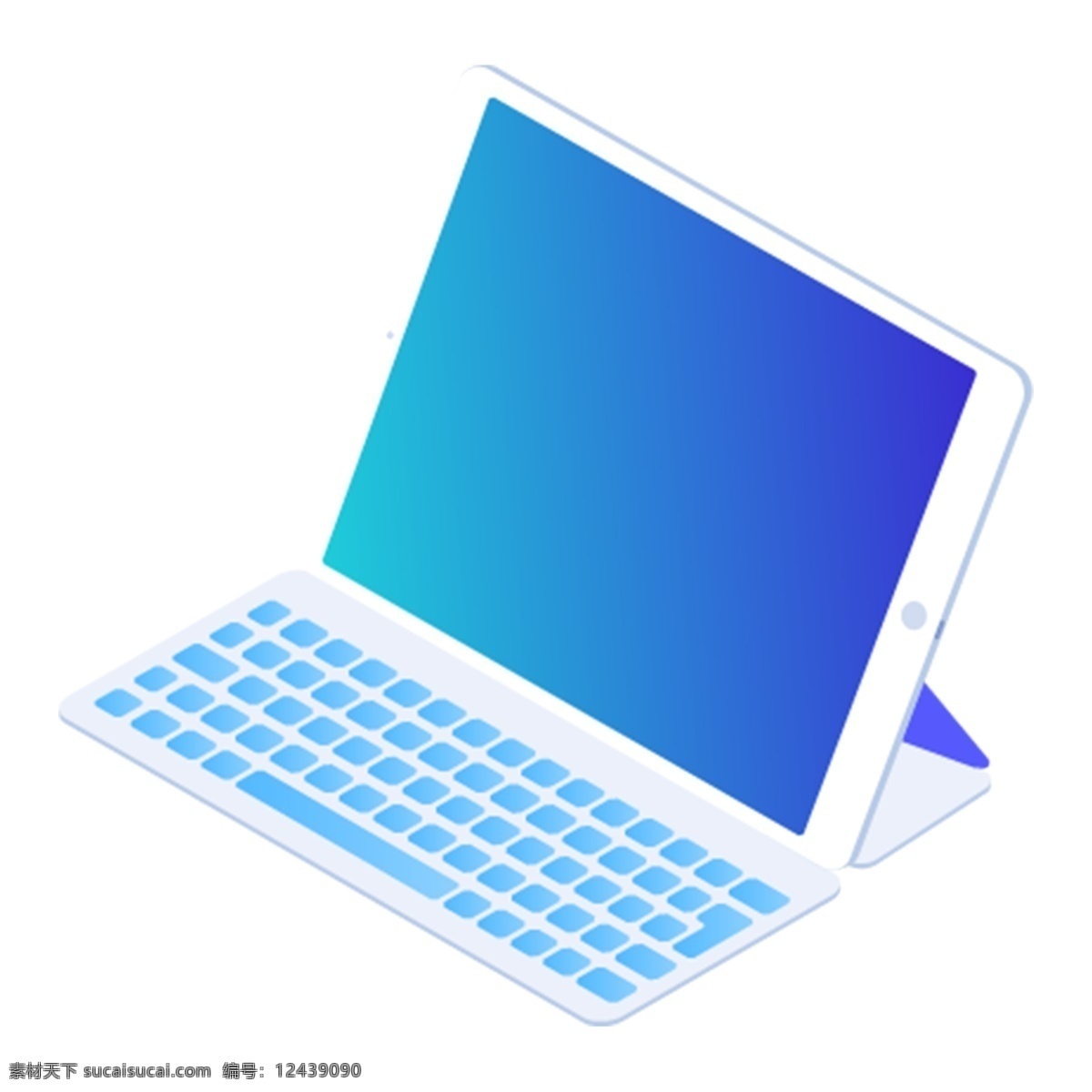 简约 手绘 电脑 透明 装饰图案 蓝色 png元素 免抠元素 透明素材