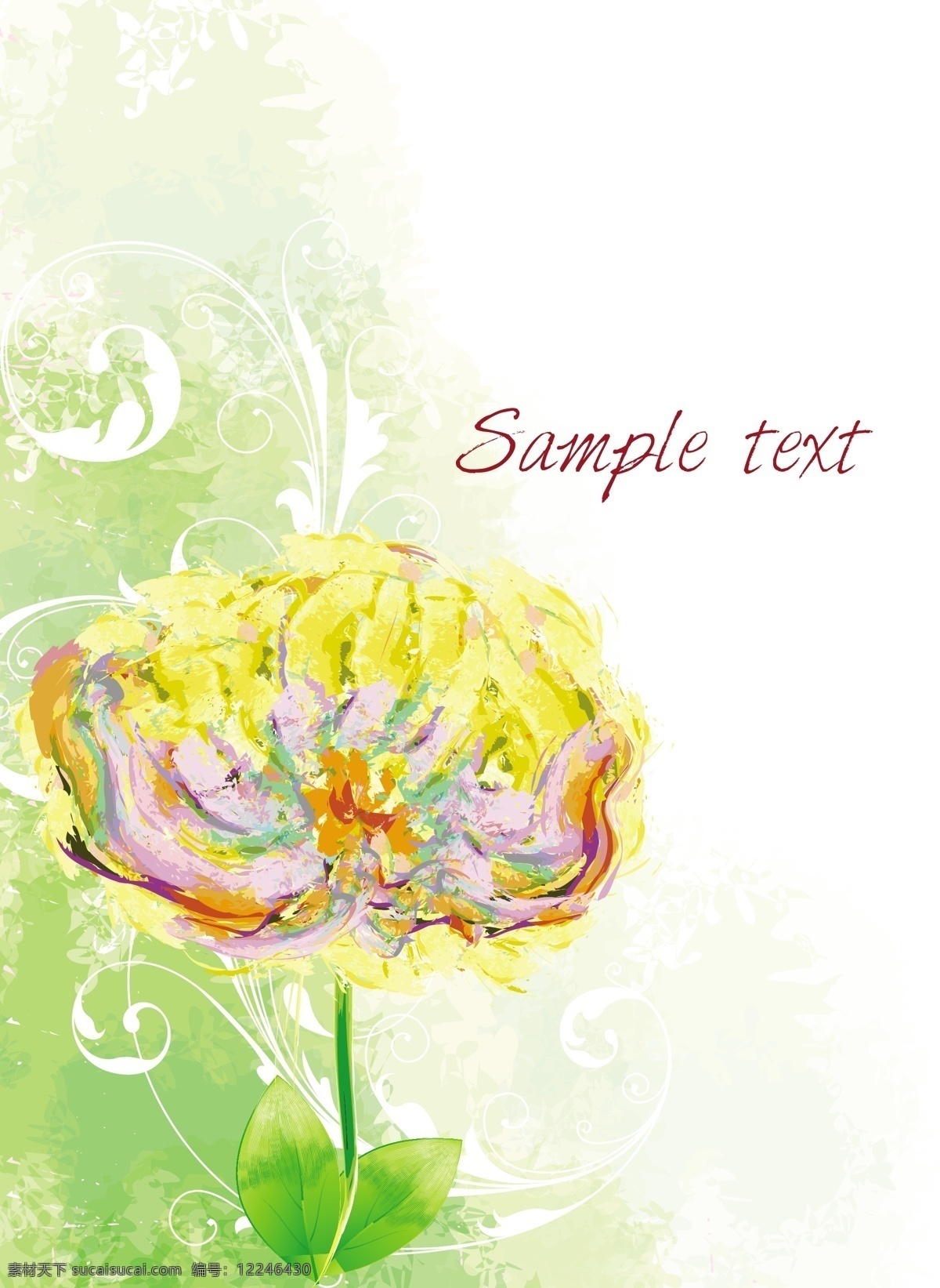 色彩 艳丽 花朵 水彩画 花卉 背景素材 花纹花边 底纹边框 矢量素材 白色