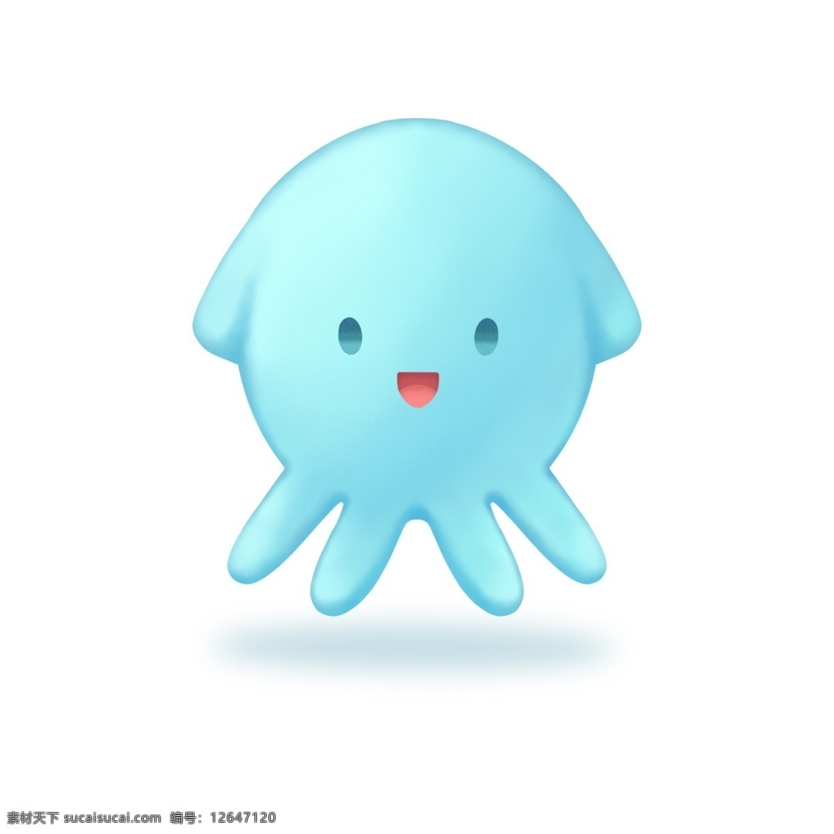 小章鱼 章鱼 插画 可爱 蓝 海鲜 儿童 分层