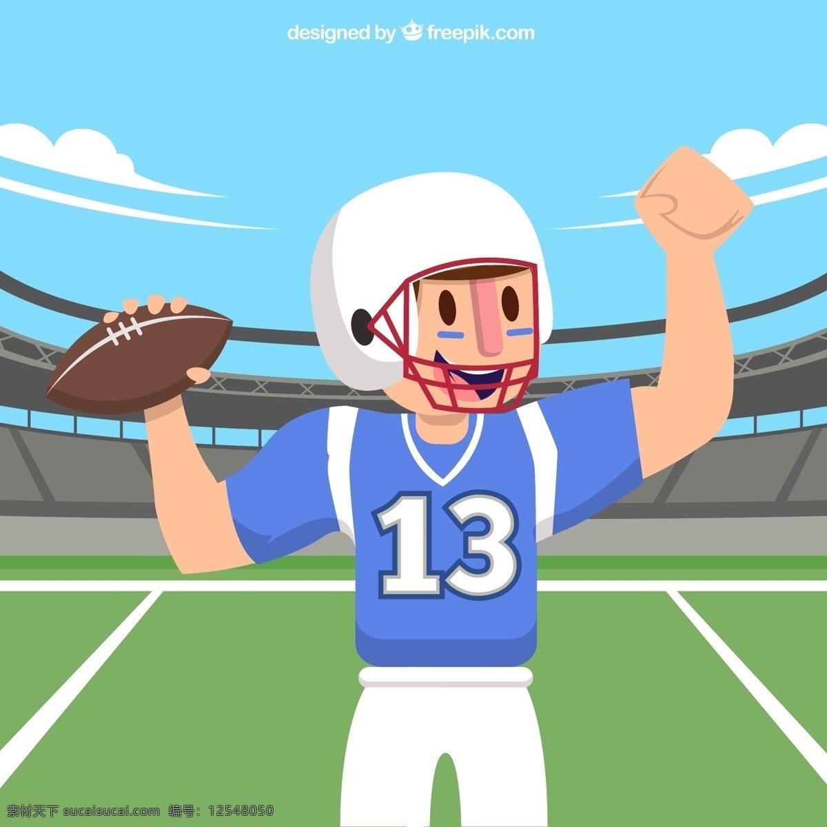 创意 美式 橄榄球 球手 云朵 运动 运动场 球场 美式橄榄球 动漫动画 动漫人物